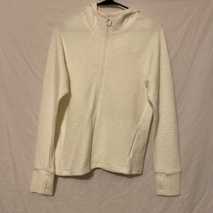 Athletic white zip up sweater